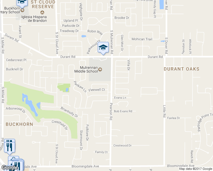 map of restaurants, bars, coffee shops, grocery stores, and more near 4314 Balington Drive in Valrico