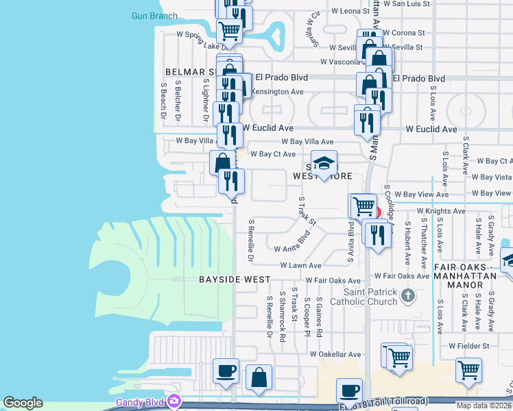 map of restaurants, bars, coffee shops, grocery stores, and more near 4722 West Tambay Avenue in Tampa
