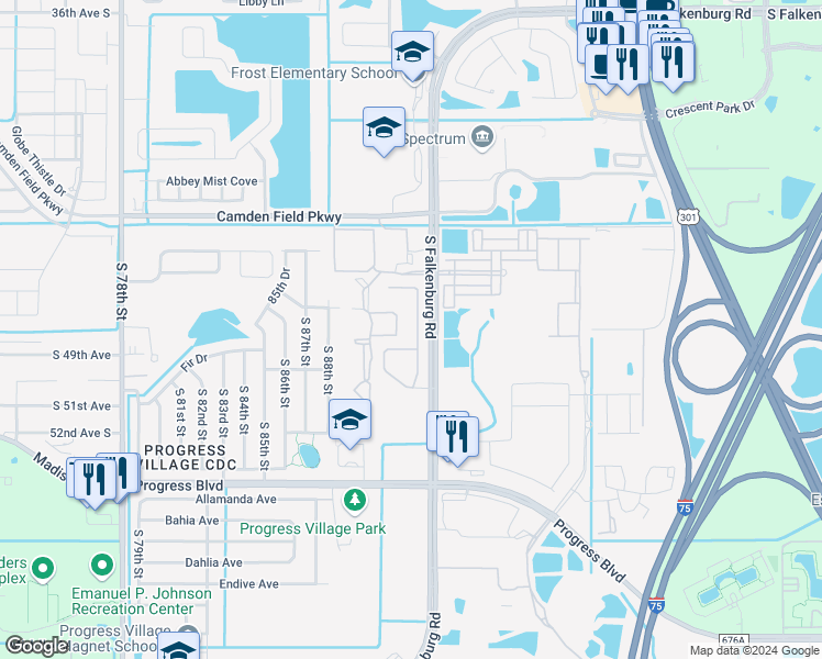 map of restaurants, bars, coffee shops, grocery stores, and more near 4947 White Sanderling Court in Tampa