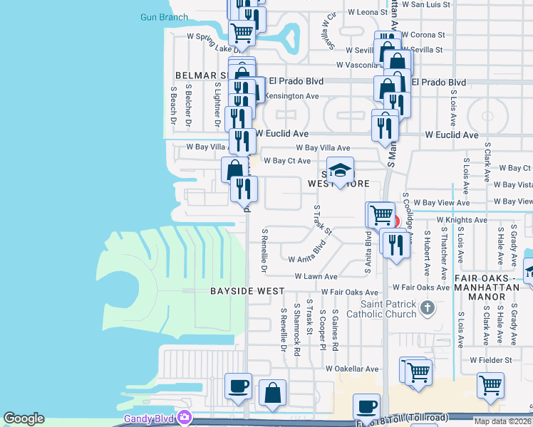 map of restaurants, bars, coffee shops, grocery stores, and more near 4722 West Tambay Avenue in Tampa