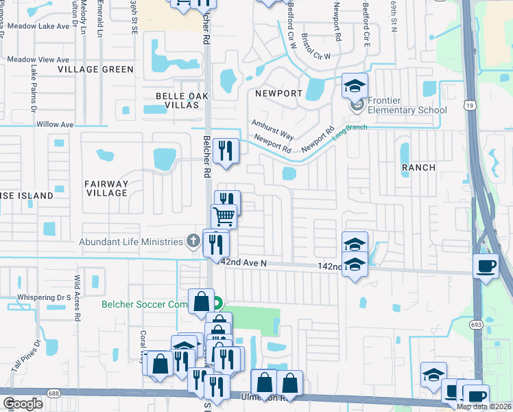 map of restaurants, bars, coffee shops, grocery stores, and more near Windsor Lane in Largo