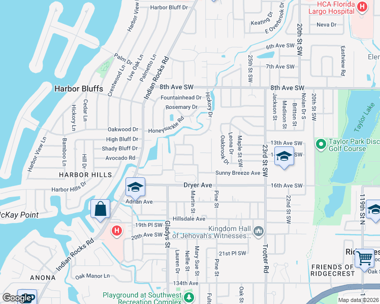 map of restaurants, bars, coffee shops, grocery stores, and more near 3061 Vernon Terrace in Largo