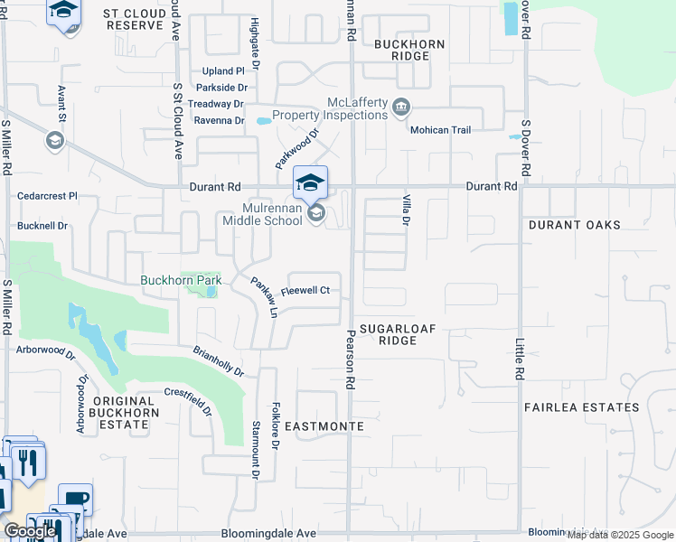 map of restaurants, bars, coffee shops, grocery stores, and more near 4314 Balington Drive in Valrico