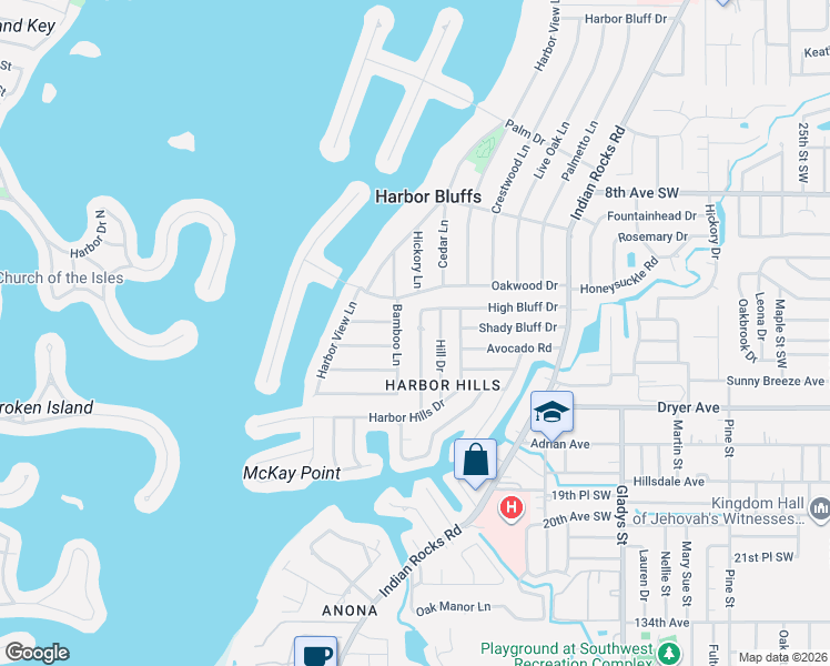 map of restaurants, bars, coffee shops, grocery stores, and more near 411 Bamboo Lane in Largo