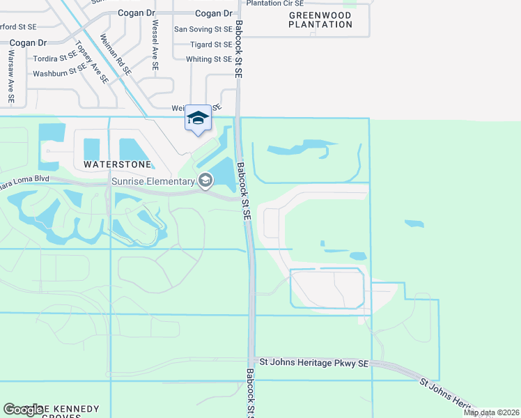 map of restaurants, bars, coffee shops, grocery stores, and more near 9083 Babcock Street Southeast in Palm Bay