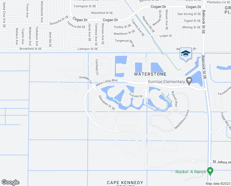 map of restaurants, bars, coffee shops, grocery stores, and more near 3453 Hyperion Way Southeast in Palm Bay