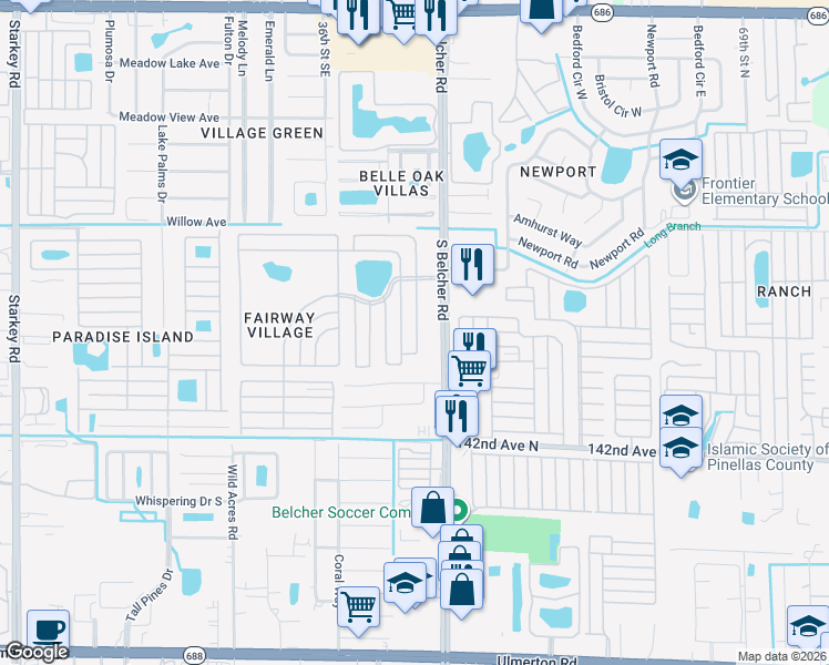 map of restaurants, bars, coffee shops, grocery stores, and more near in Largo