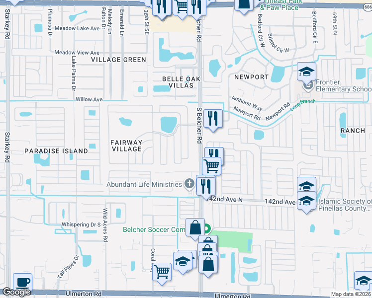 map of restaurants, bars, coffee shops, grocery stores, and more near in Largo