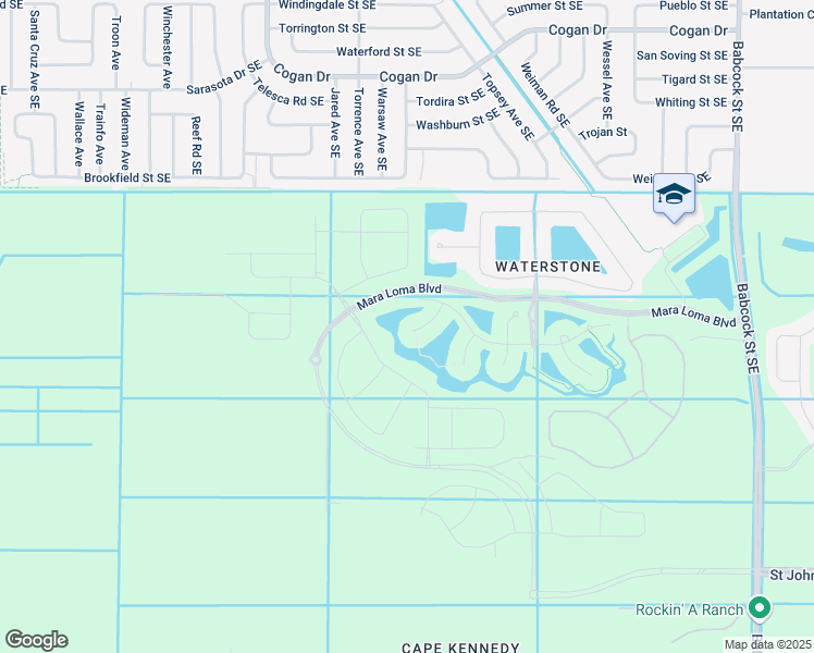 map of restaurants, bars, coffee shops, grocery stores, and more near 3484 Hyperion Way Southeast in Palm Bay
