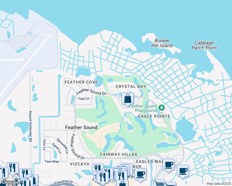 map of restaurants, bars, coffee shops, grocery stores, and more near 2532 Eagles Crossing Drive in Clearwater