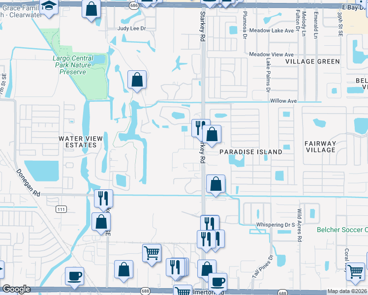 map of restaurants, bars, coffee shops, grocery stores, and more near Unnamed Road in Largo