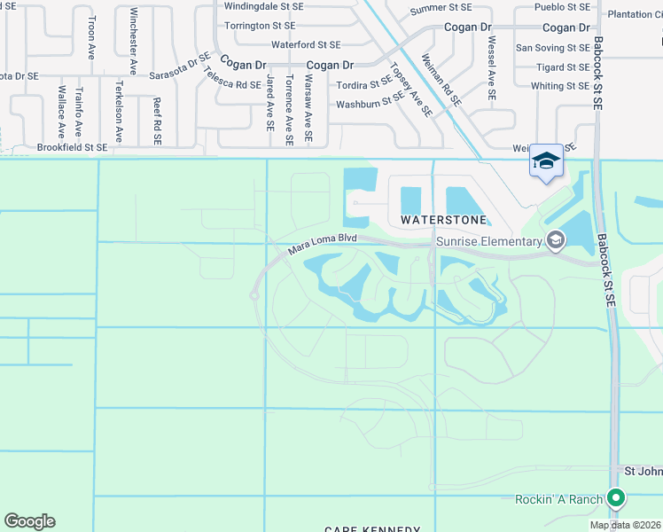 map of restaurants, bars, coffee shops, grocery stores, and more near 3482 Hyperion Way Southeast in Palm Bay