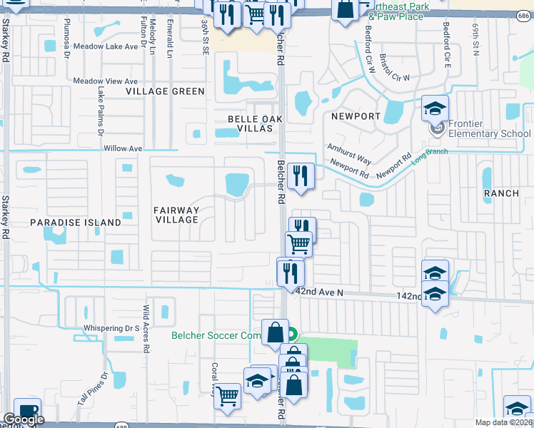 map of restaurants, bars, coffee shops, grocery stores, and more near in Largo