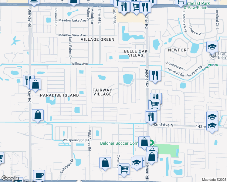 map of restaurants, bars, coffee shops, grocery stores, and more near 518 Parr Lane in Largo