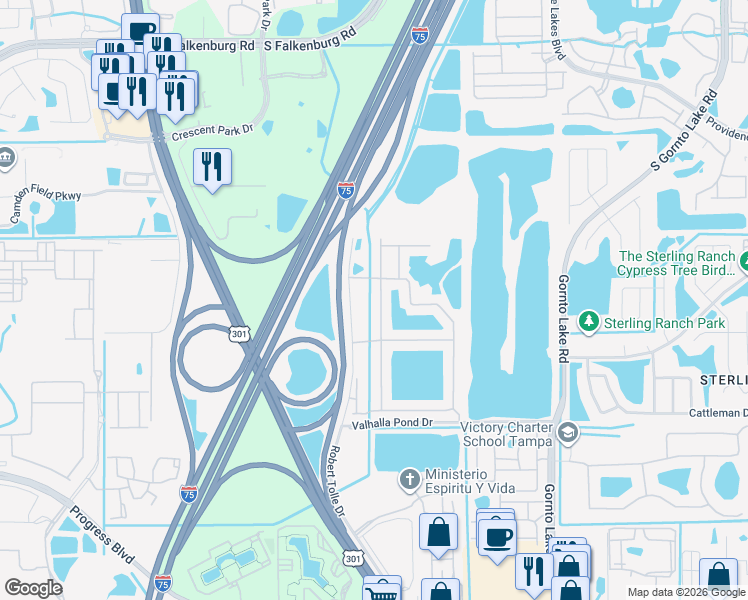 map of restaurants, bars, coffee shops, grocery stores, and more near 4616 Barnstead Drive in Riverview