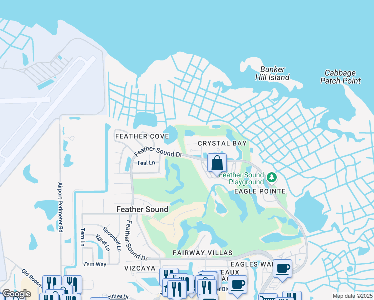 map of restaurants, bars, coffee shops, grocery stores, and more near in Feather Sound