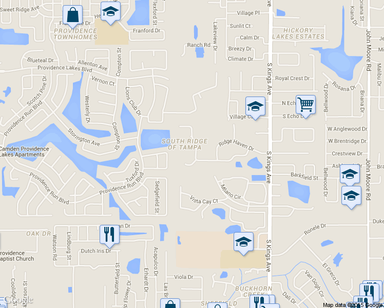 map of restaurants, bars, coffee shops, grocery stores, and more near 1025 Summer Breeze Drive in Brandon
