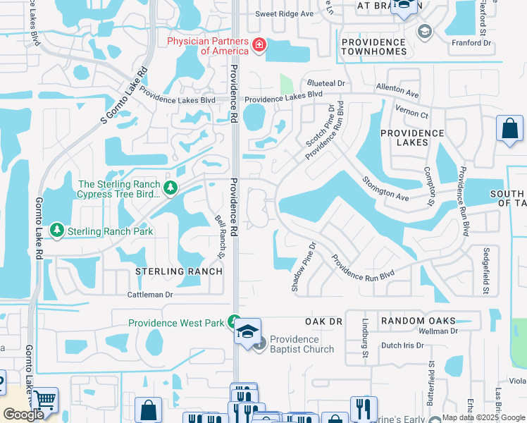 map of restaurants, bars, coffee shops, grocery stores, and more near 1814 Chapel Tree Circle in Brandon
