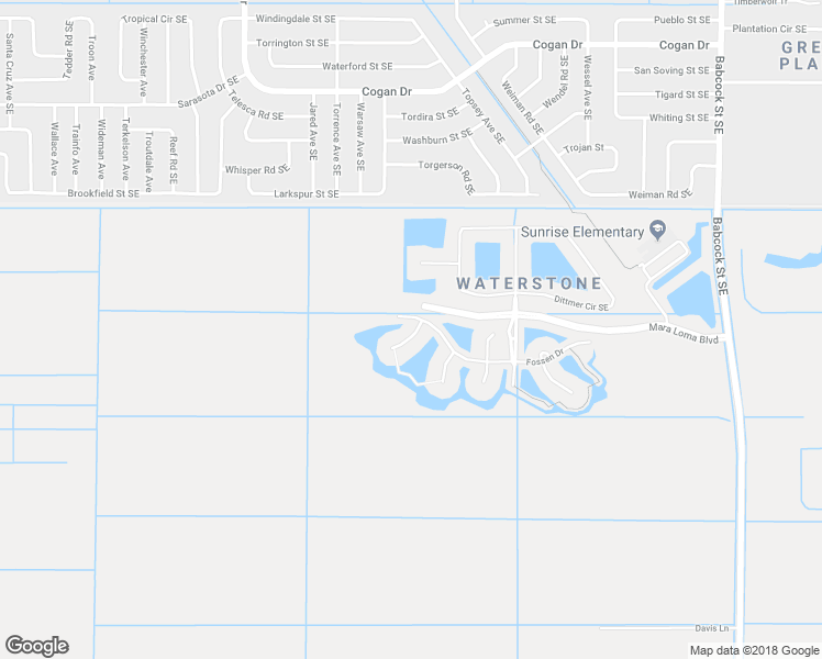 map of restaurants, bars, coffee shops, grocery stores, and more near 3412 Hyperion Way Southeast in Palm Bay