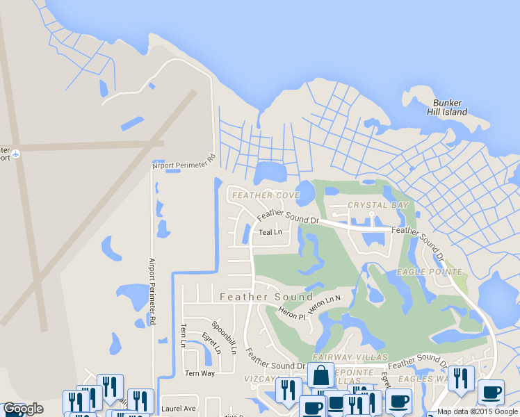 map of restaurants, bars, coffee shops, grocery stores, and more near 14479 Sandpiper Circle in Clearwater