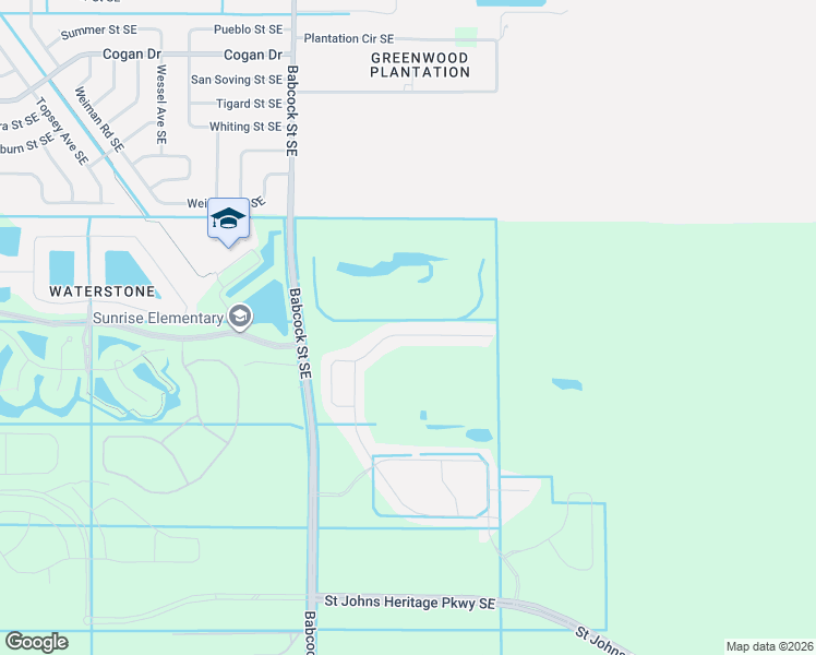 map of restaurants, bars, coffee shops, grocery stores, and more near 9125 Babcock Street Southeast in Palm Bay
