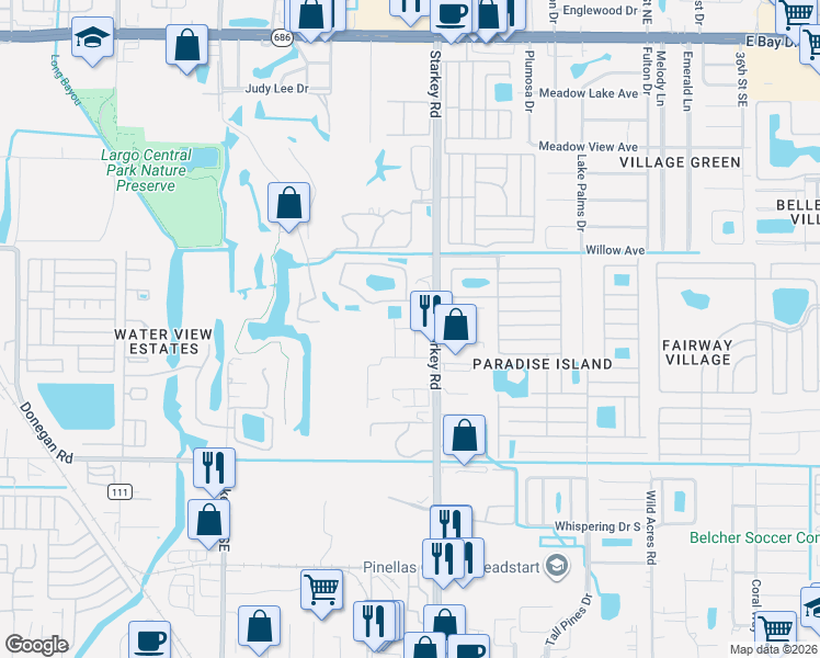 map of restaurants, bars, coffee shops, grocery stores, and more near Unnamed Road in Largo