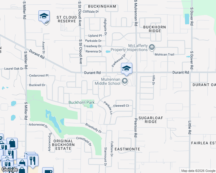 map of restaurants, bars, coffee shops, grocery stores, and more near 2722 Buckhorn Preserve Boulevard in Valrico