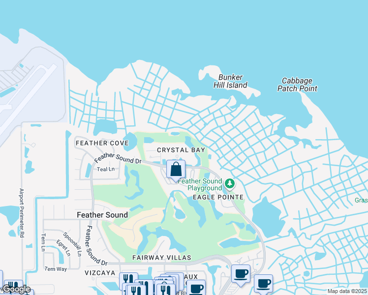 map of restaurants, bars, coffee shops, grocery stores, and more near in Feather Sound