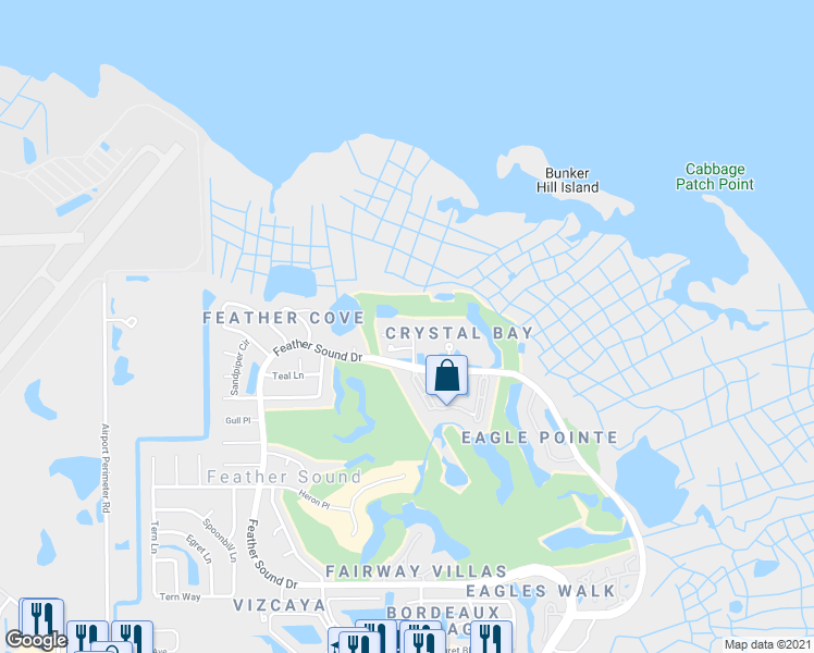 map of restaurants, bars, coffee shops, grocery stores, and more near 2532 Eagles Crossing Drive in Clearwater
