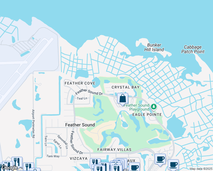 map of restaurants, bars, coffee shops, grocery stores, and more near 14810 Rue De Bayonne in Clearwater