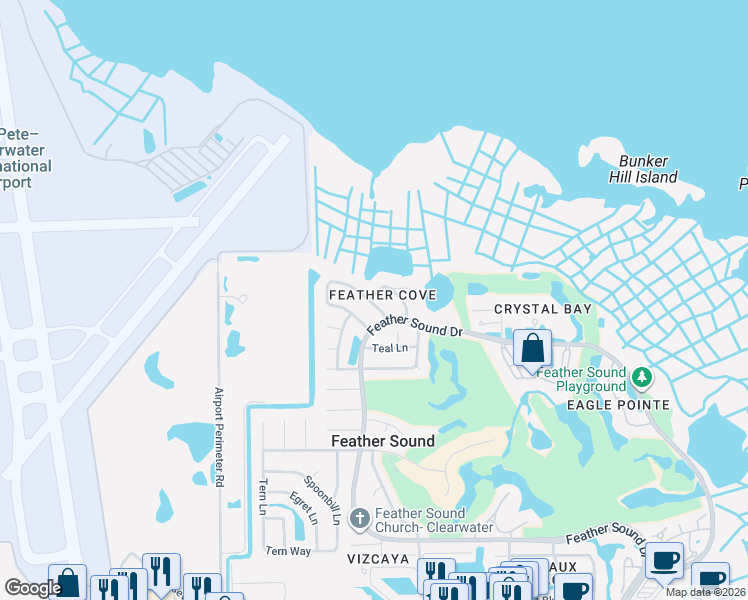 map of restaurants, bars, coffee shops, grocery stores, and more near 3027 Pelican Place in Clearwater