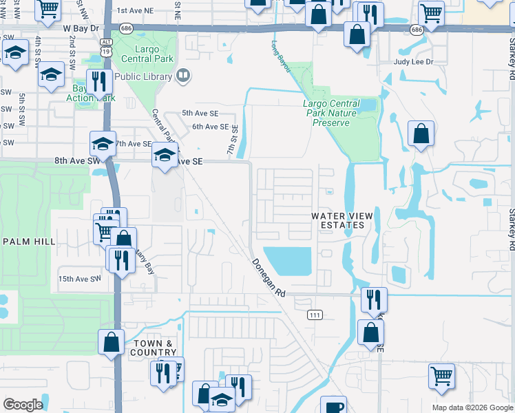 map of restaurants, bars, coffee shops, grocery stores, and more near 991 Donegan Road in Largo