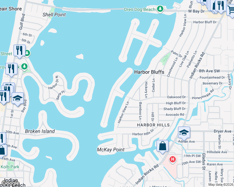 map of restaurants, bars, coffee shops, grocery stores, and more near 908 Oakwood Drive in Largo
