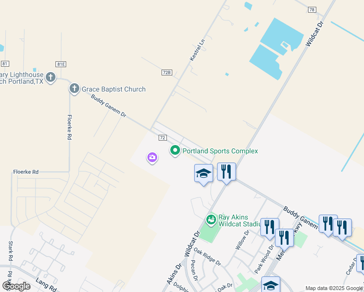 map of restaurants, bars, coffee shops, grocery stores, and more near 6736 Buddy Ganem Drive in Portland