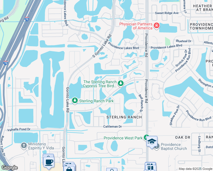 map of restaurants, bars, coffee shops, grocery stores, and more near 1724 Elk Spring Drive in Brandon