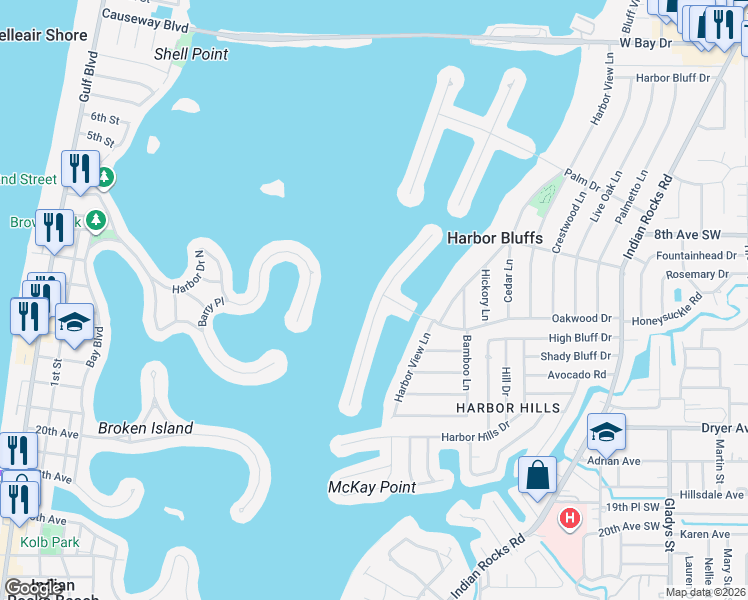 map of restaurants, bars, coffee shops, grocery stores, and more near 402 Buttonwood Lane in Largo