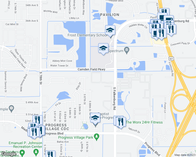 map of restaurants, bars, coffee shops, grocery stores, and more near 4520 Tuscany Glen Circle in Tampa