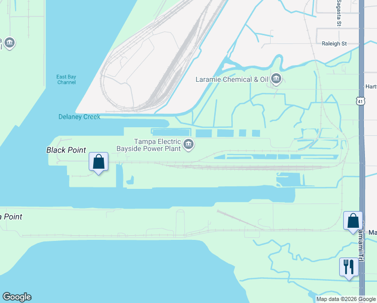 map of restaurants, bars, coffee shops, grocery stores, and more near 3602 Port Sutton Road in Tampa