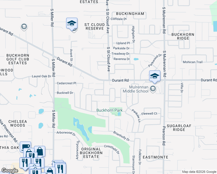 map of restaurants, bars, coffee shops, grocery stores, and more near 2623 Queen Alberta Drive in Valrico