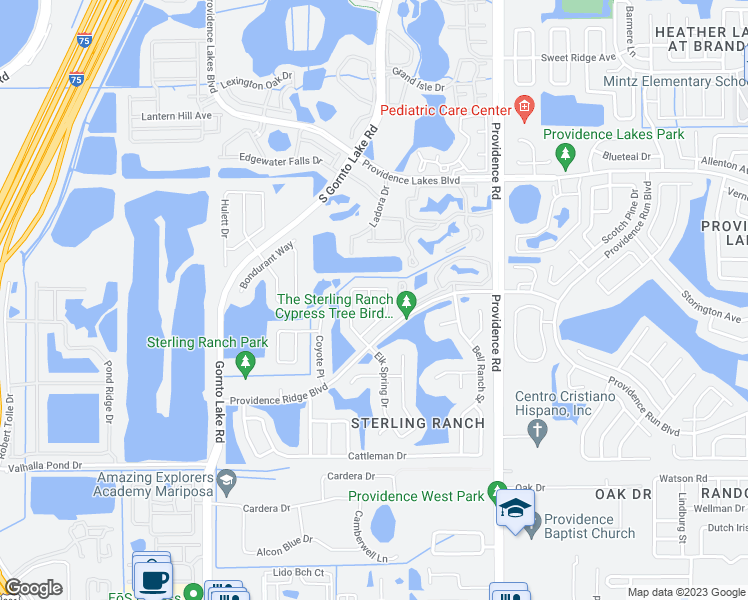 map of restaurants, bars, coffee shops, grocery stores, and more near 1706 Comstock Place in Brandon