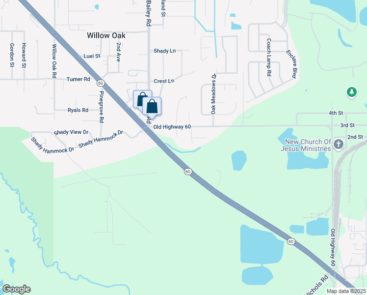 map of restaurants, bars, coffee shops, grocery stores, and more near 2807 Florida 60 in Mulberry