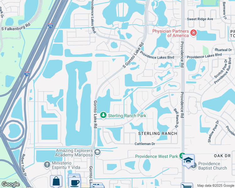 map of restaurants, bars, coffee shops, grocery stores, and more near 1738 Kirtley Drive in Brandon