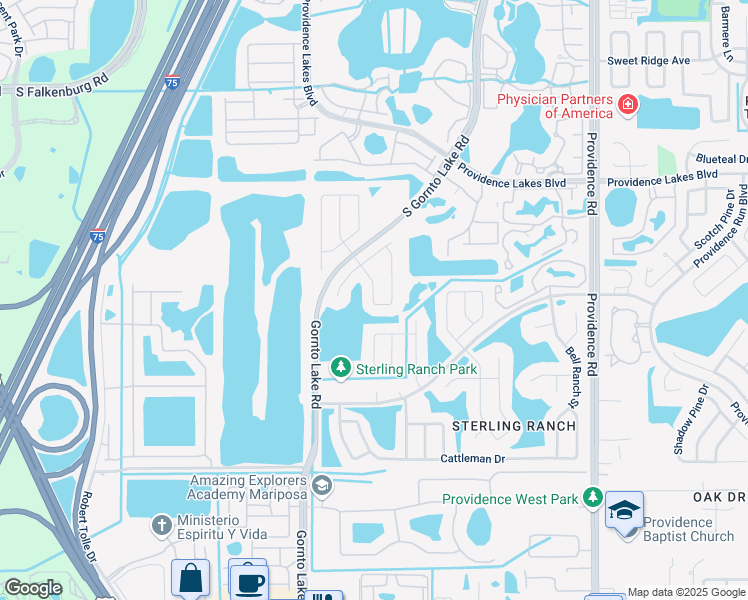 map of restaurants, bars, coffee shops, grocery stores, and more near 1738 Kirtley Drive in Brandon