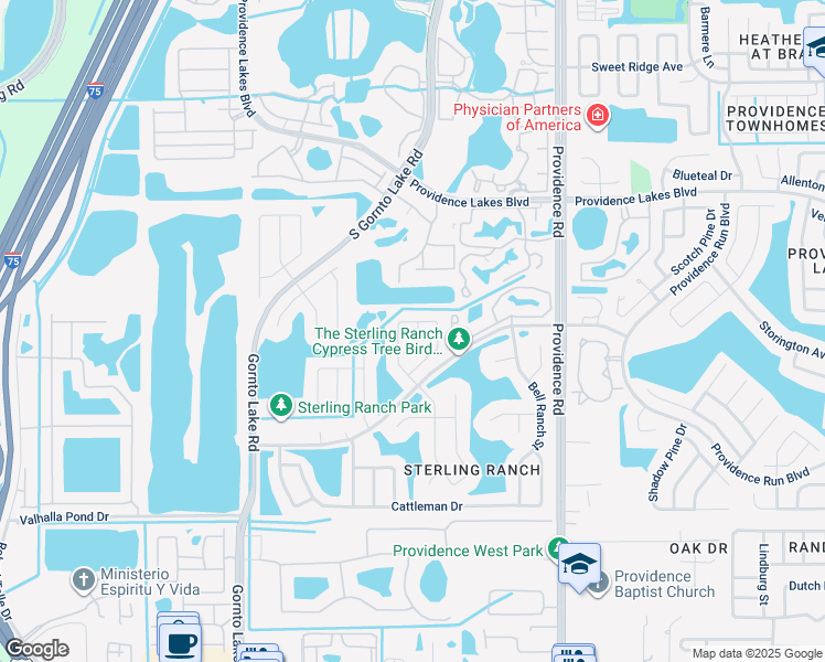 map of restaurants, bars, coffee shops, grocery stores, and more near 1703 Comstock Place in Brandon