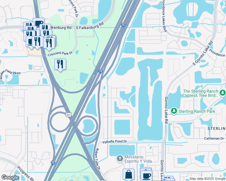 map of restaurants, bars, coffee shops, grocery stores, and more near 4422 Barnstead Drive in Riverview