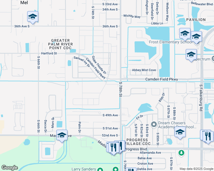 map of restaurants, bars, coffee shops, grocery stores, and more near 7605 Ginger lily ct in Tampa