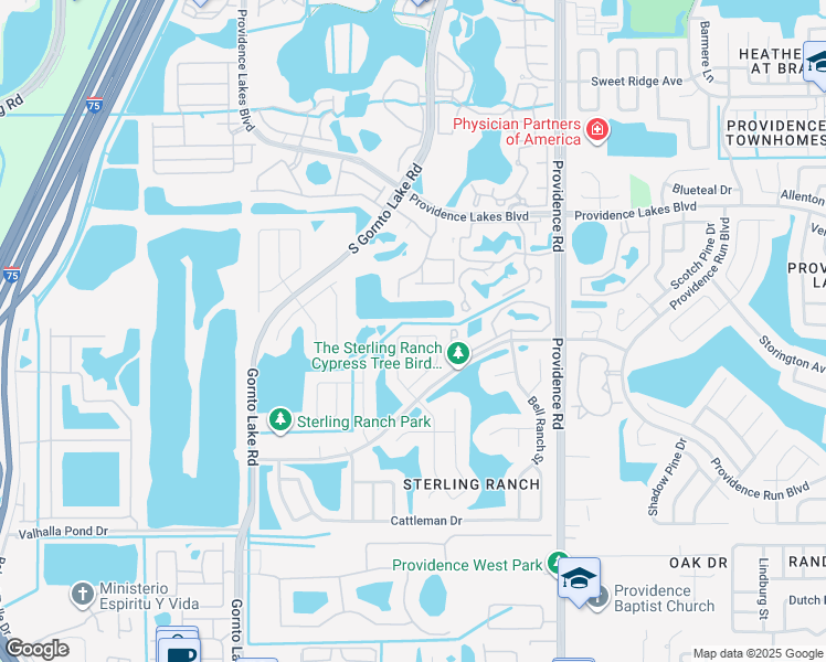 map of restaurants, bars, coffee shops, grocery stores, and more near 1703 Elk Spring Drive in Brandon