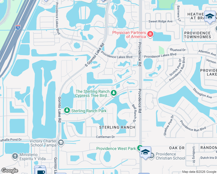 map of restaurants, bars, coffee shops, grocery stores, and more near 1637 Elk Spring Drive in Brandon