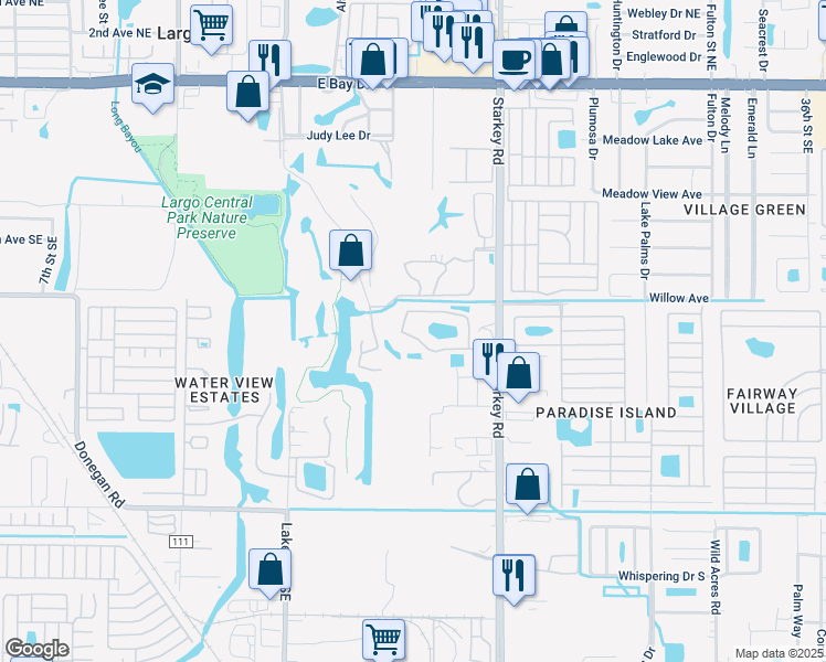 map of restaurants, bars, coffee shops, grocery stores, and more near 960 Starkey Road in Largo
