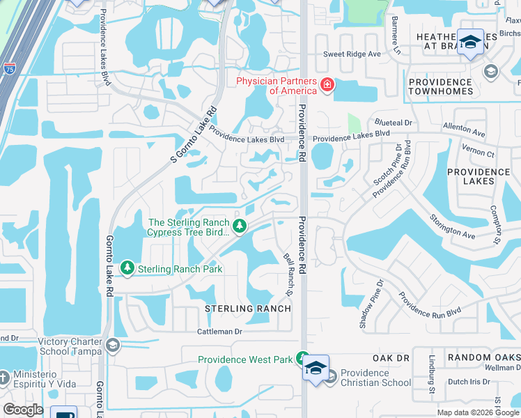 map of restaurants, bars, coffee shops, grocery stores, and more near 755 Sterling Palms Court in Brandon